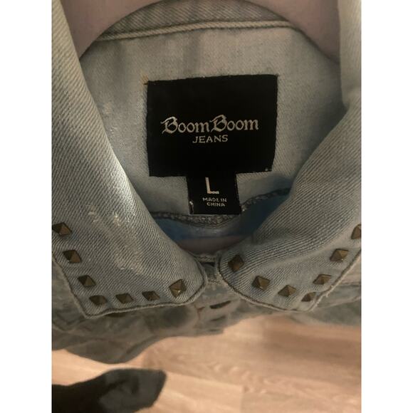 Boom Boom Jeans Tribal Print Studded Denim Vest - Size Large - Picture 3 of 3